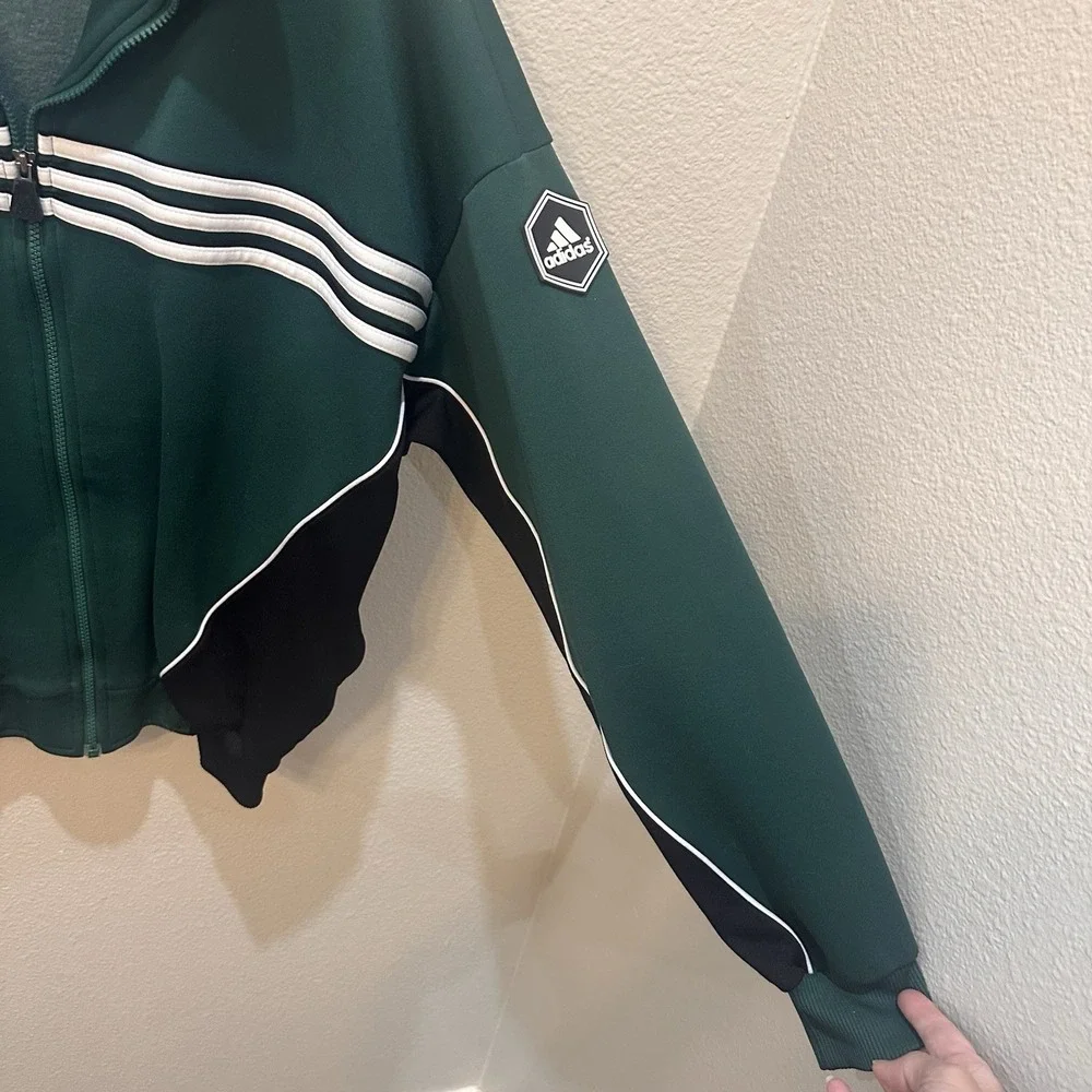 Vtg Adidas Jacket Mens M Green Soccer Long Sleeve Full Zip Athletic Sport